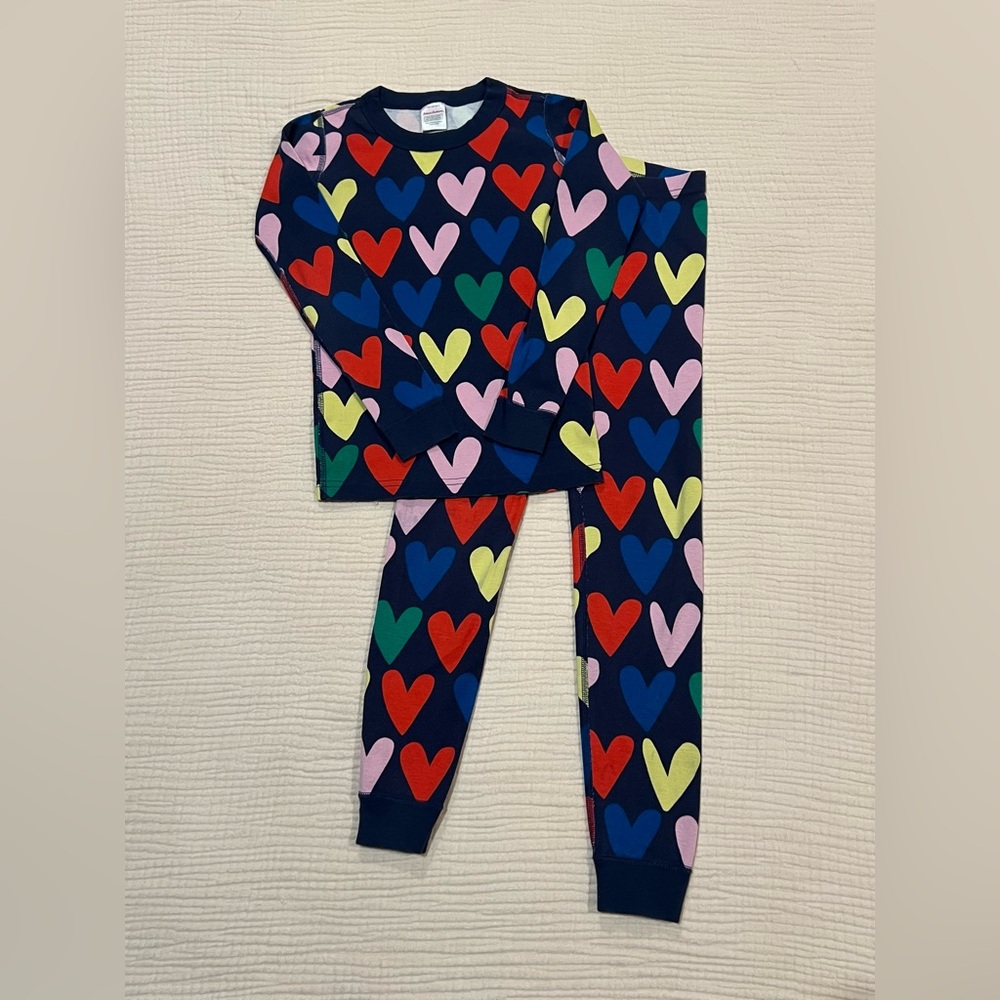 Hanna Andersson Valentine’s Colorful Hearts Kids Pajama Set Size 130 cm US 8